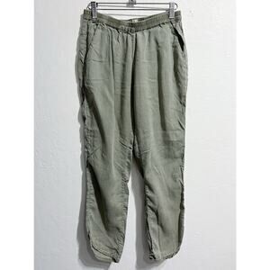 Marine Layer Pants Womens Small Tencel Cropped Pull On Olive Green Beach Summer